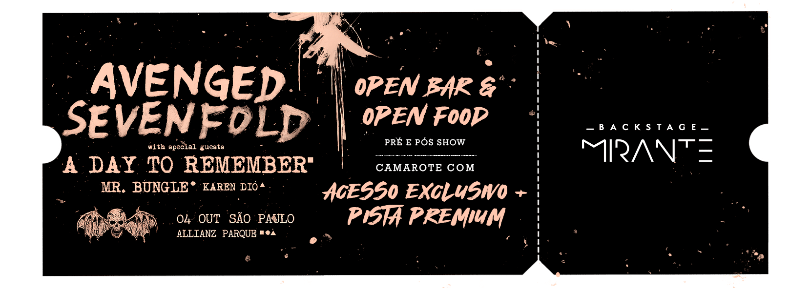 Avenged Sevenfold - Life is But a Dream - Backstage Mirante - Allianz Parque - Ingressos - São Paulo